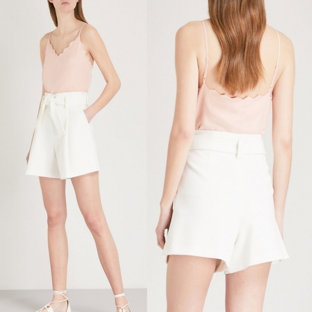 New MAJE Lunia 100% Scalloped Silk-Crepe Pale Pink Cami Top NWT Size 8 US/Large